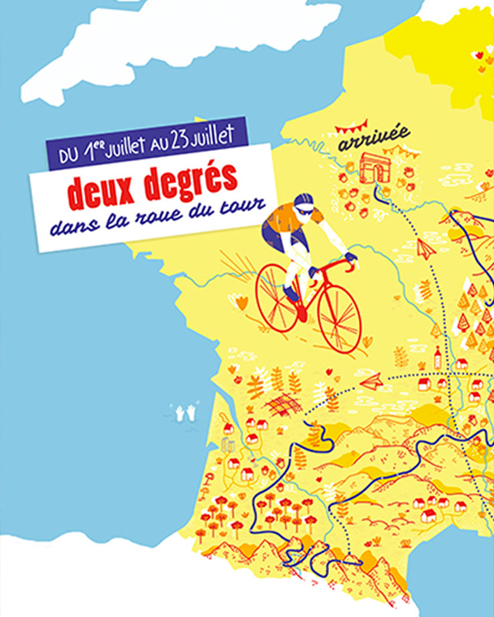 Deux degres dans la roue du tour projet illustration de Melanie beguier